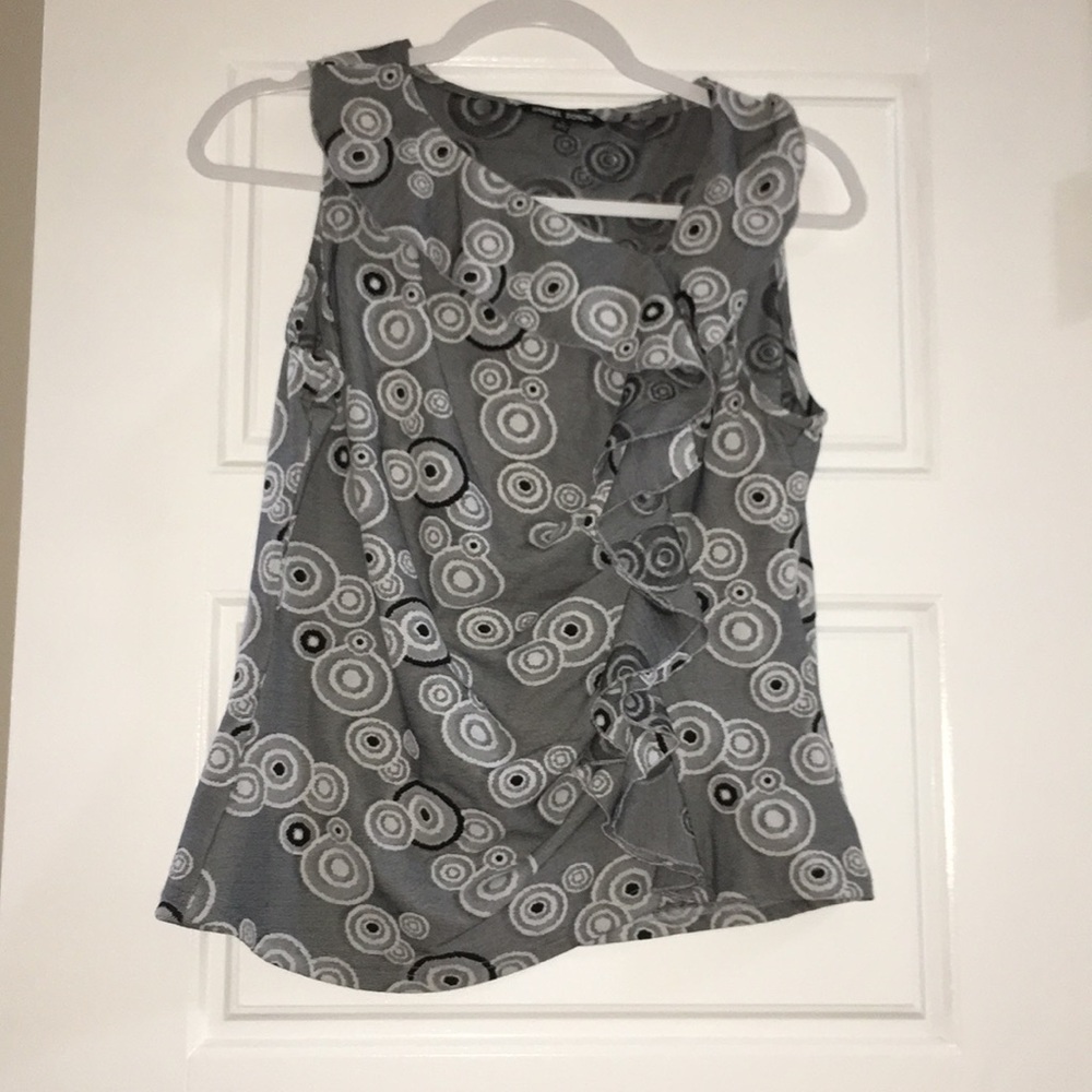 Black and White Ruffled Tank